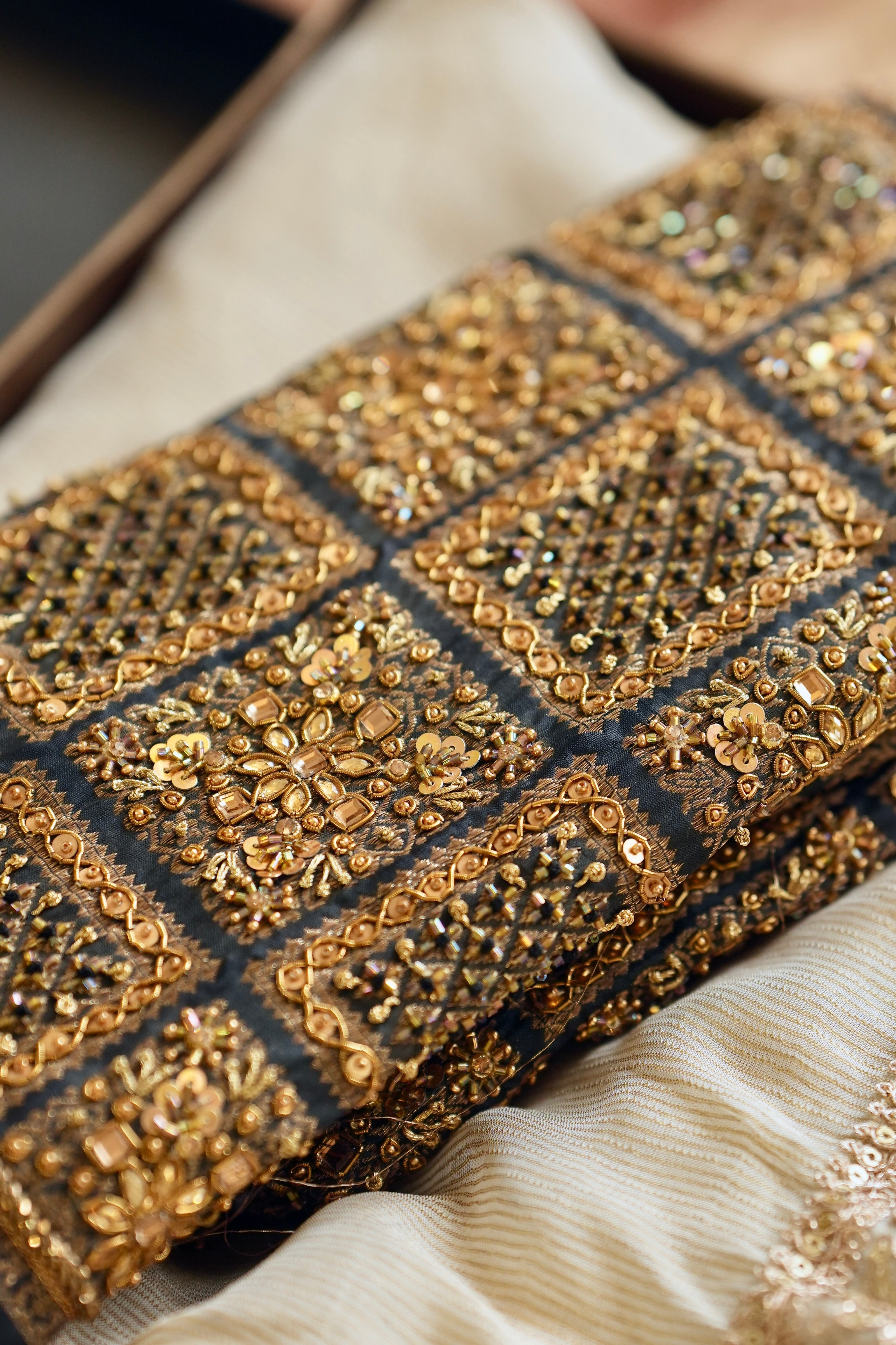 Ebony n' Ivory: Off White Pure Tissue Chiffon | Black handwoven Banarasi Blouse with Extensive Handwork