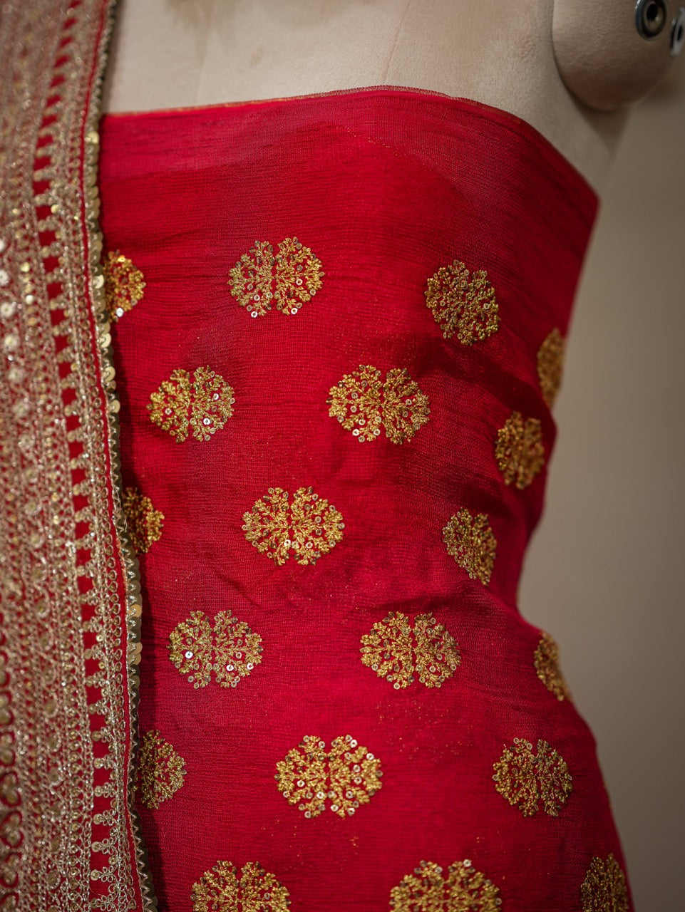 Kareena: Red Uppada Silk Top with Pure Gajji Silk Handwoven Bandhani Handwork Dupatta