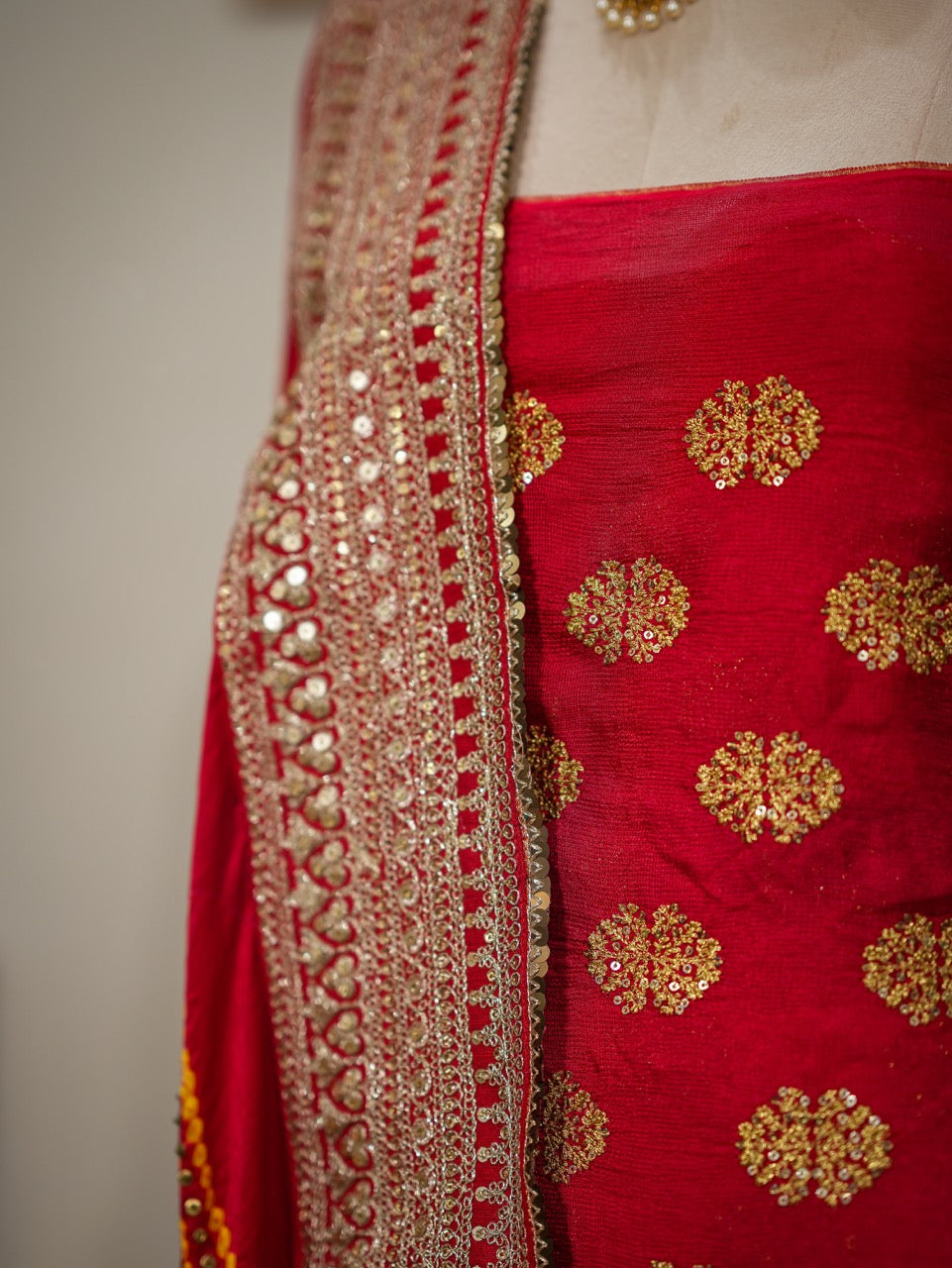 Kareena: Red Uppada Silk Top with Pure Gajji Silk Handwoven Bandhani Handwork Dupatta