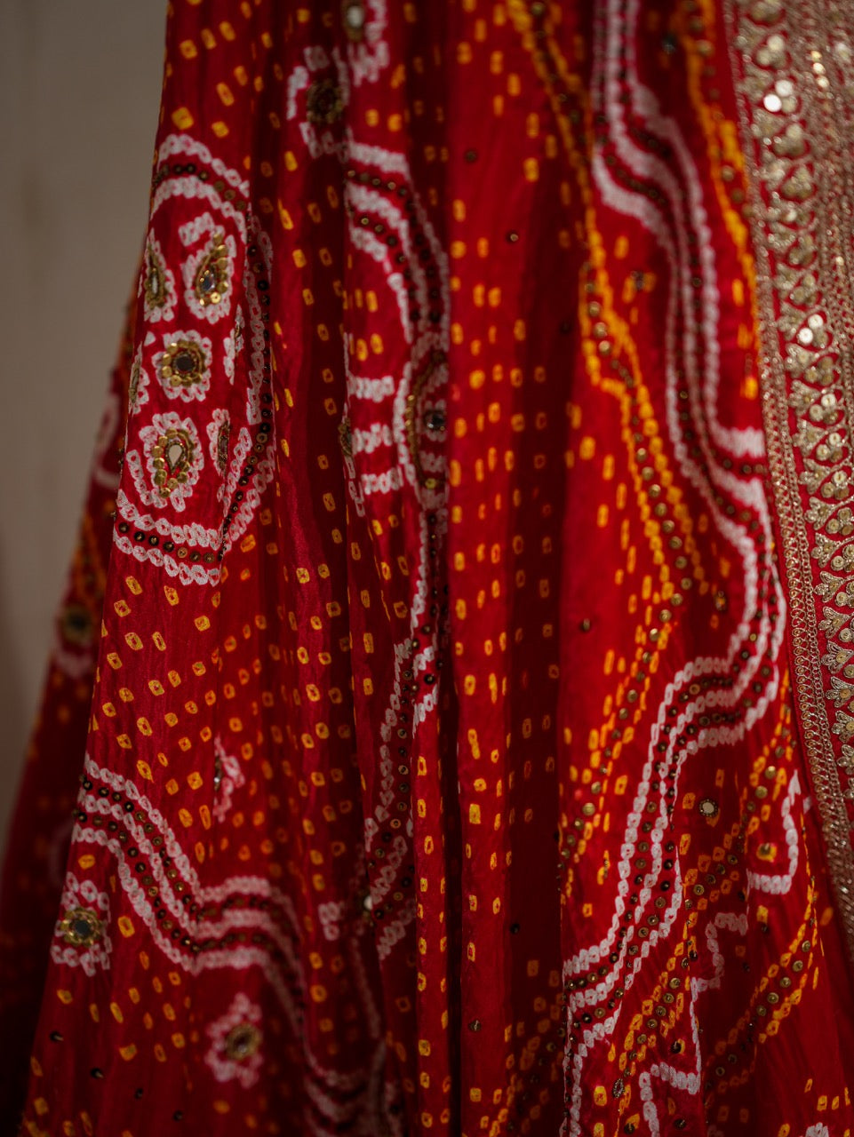 Kareena: Red Uppada Silk Top with Pure Gajji Silk Handwoven Bandhani Handwork Dupatta