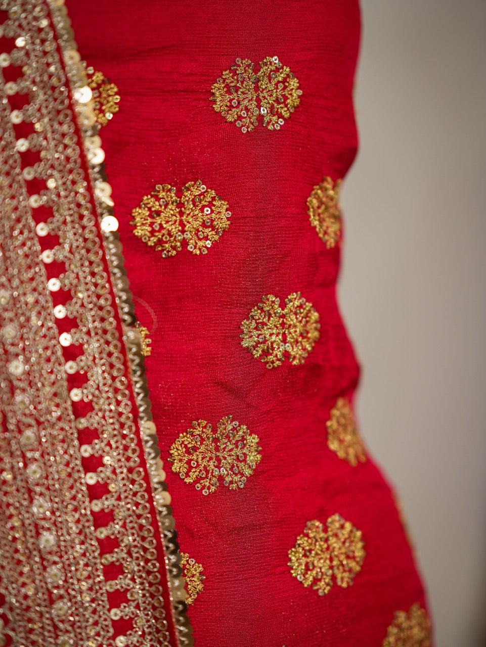 Kareena: Red Uppada Silk Top with Pure Gajji Silk Handwoven Bandhani Handwork Dupatta