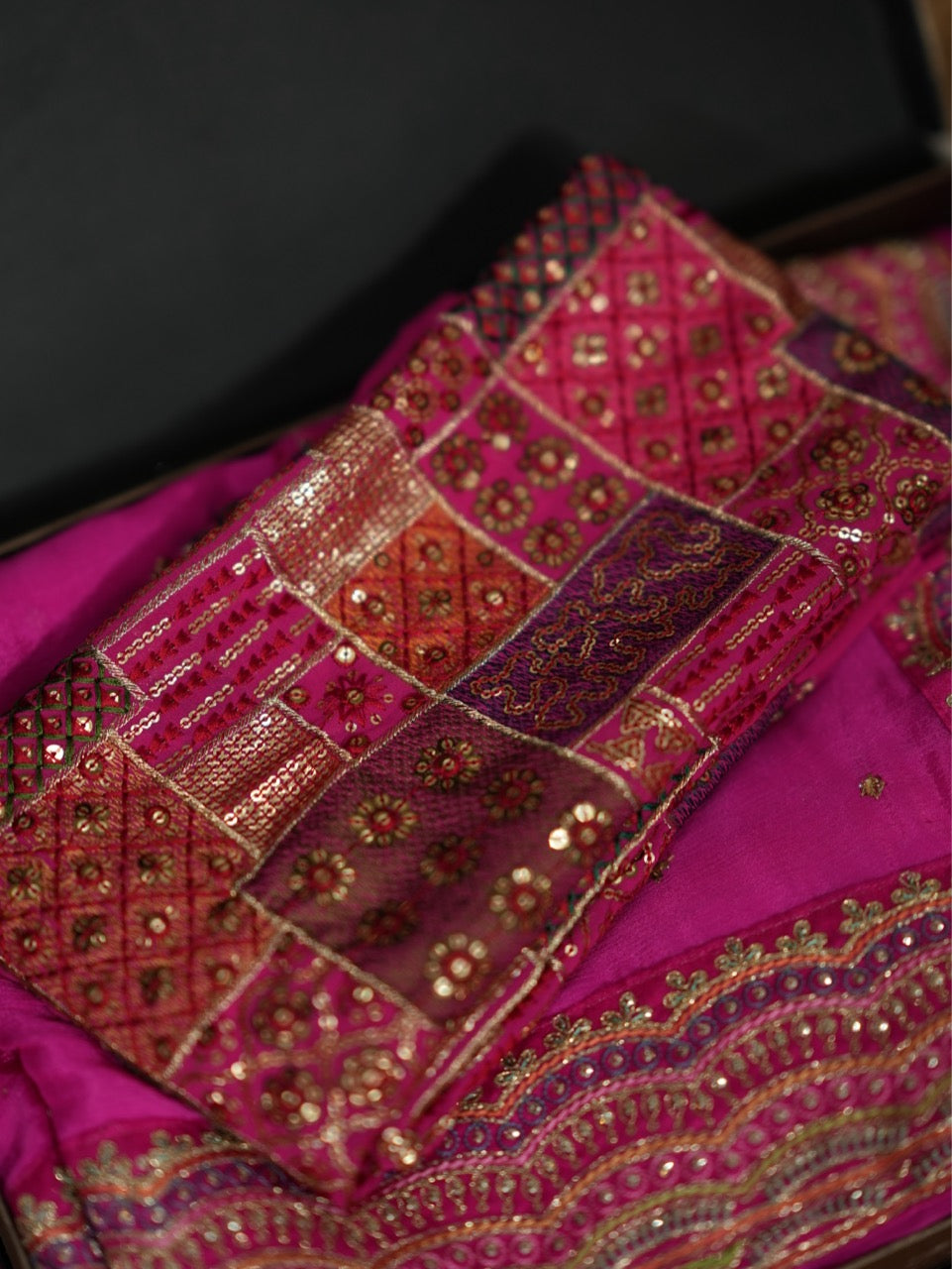 Gulbahaar: Pink Chinnon Saree with Pink Georgette Blouse