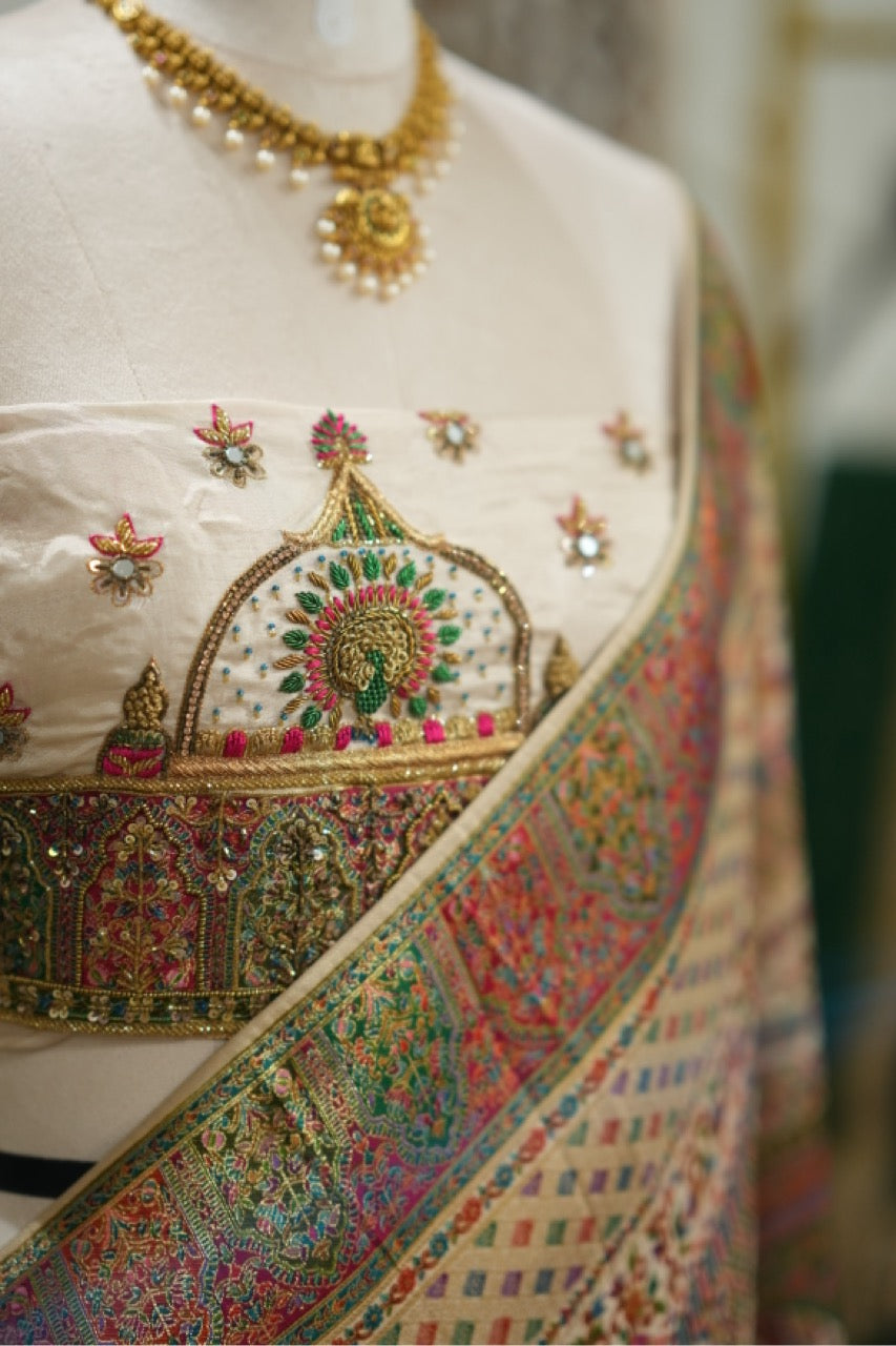 Yemberzal: Pashmina Saree with Handwork on Blouse