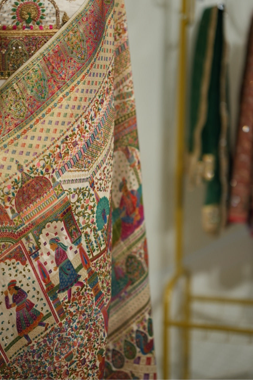 Yemberzal: Pashmina Saree with Handwork on Blouse