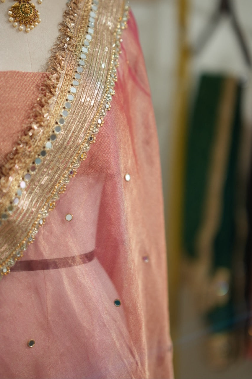 Mehfil: Pure silk tissue organza with brocade blouse