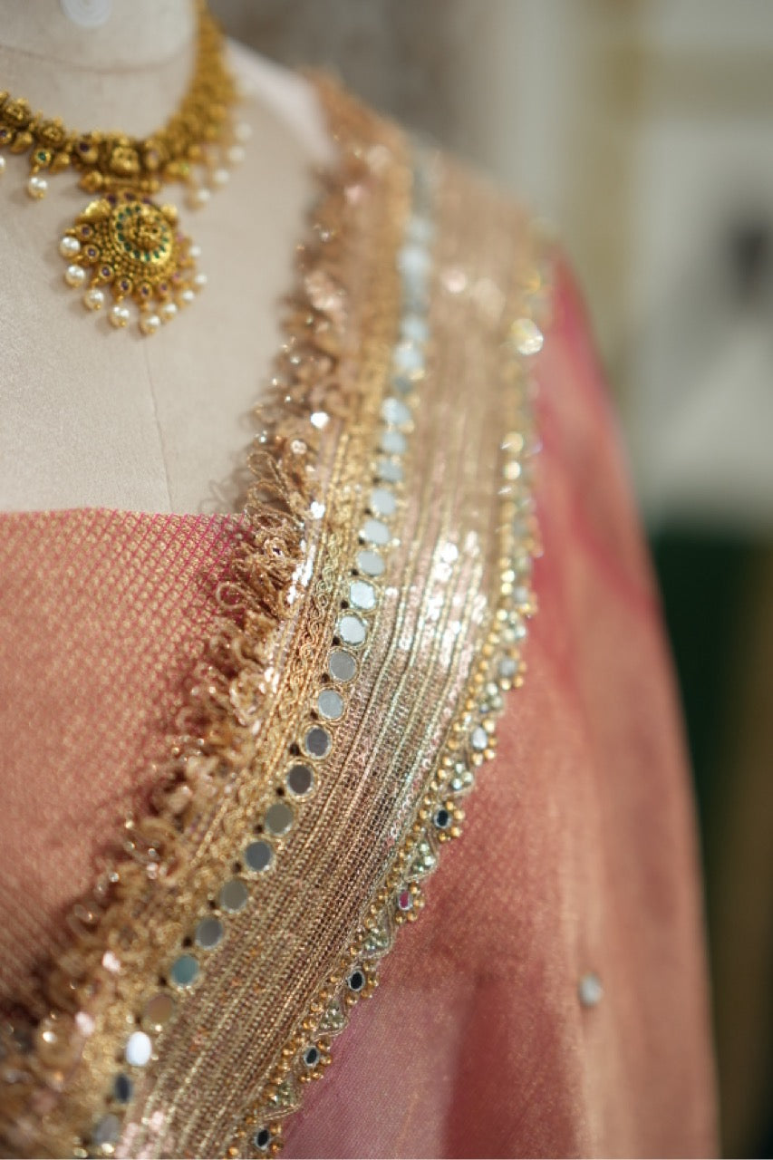 Mehfil: Pure silk tissue organza with brocade blouse