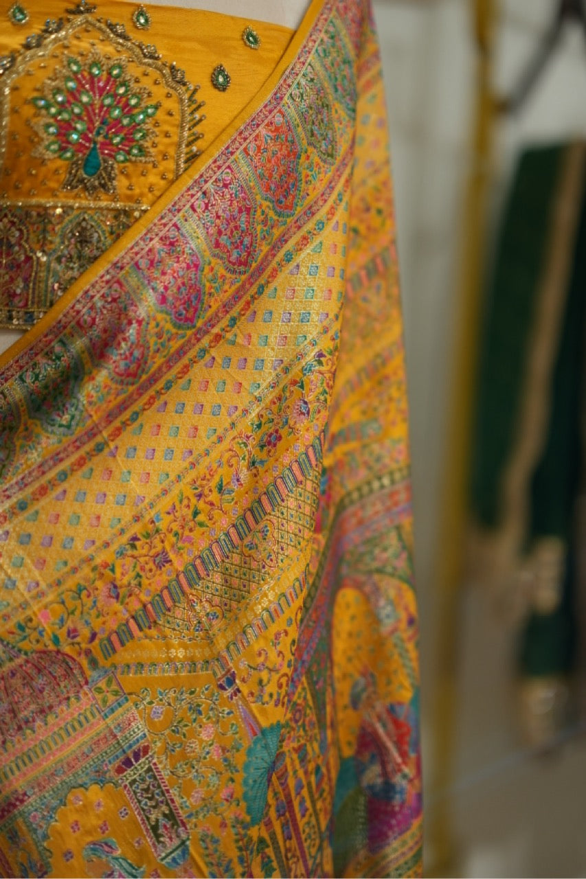 Daffodil: Pashmina Saree with Handwork on Blouse