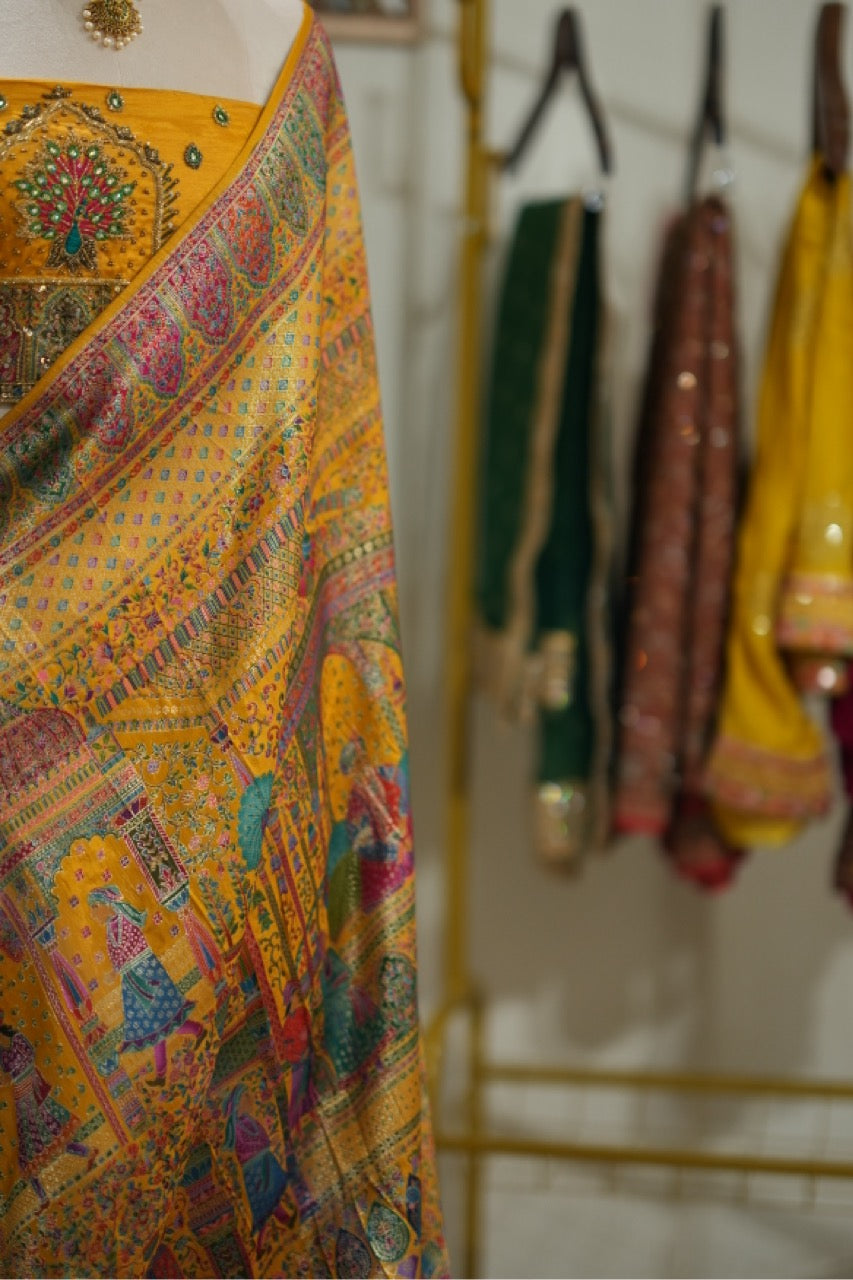 Daffodil: Pashmina Saree with Handwork on Blouse