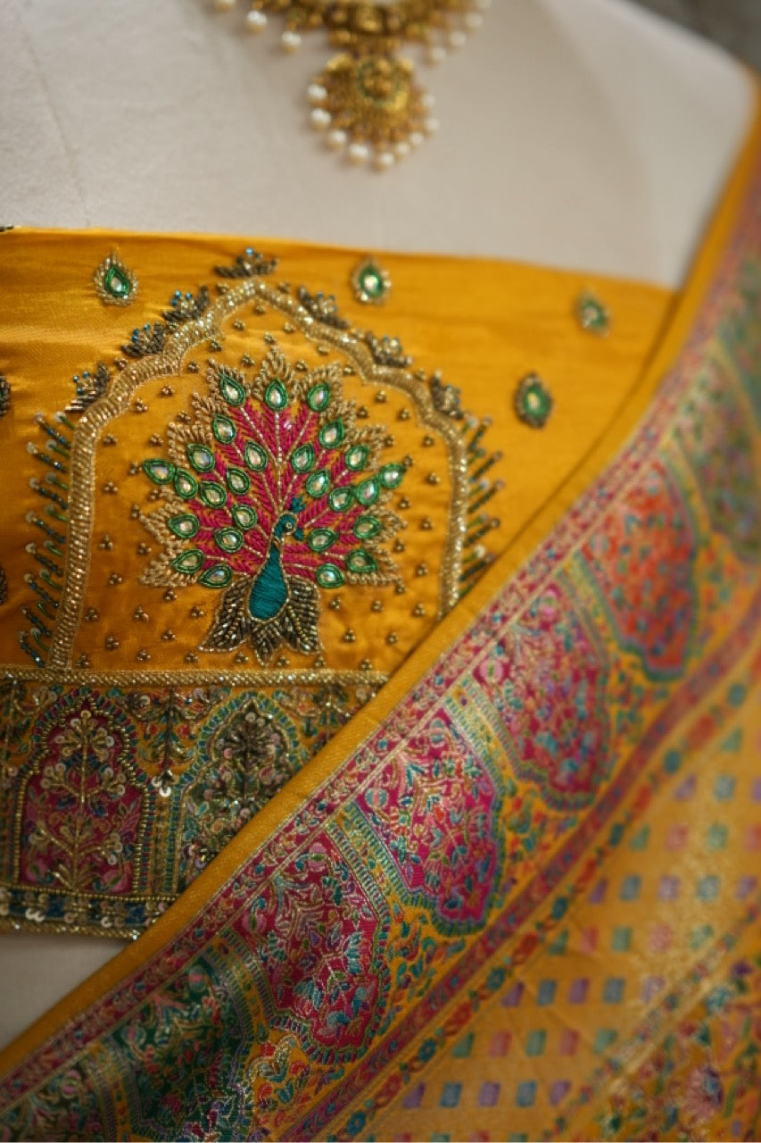 Daffodil: Pashmina Saree with Handwork on Blouse
