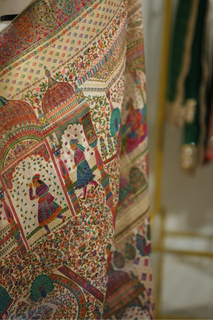 Yemberzal: Pashmina Saree with Handwork on Blouse