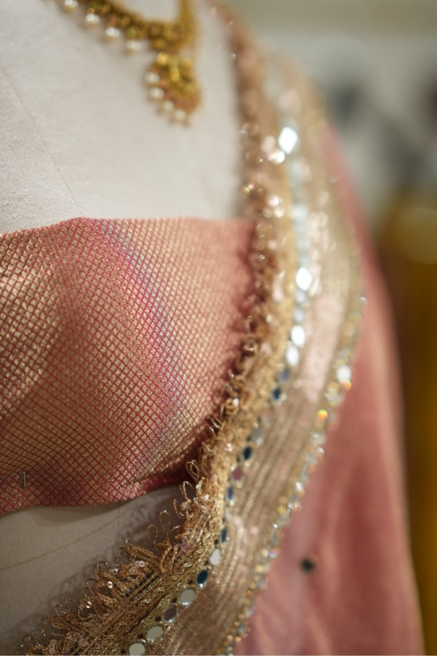 Mehfil: Pure silk tissue organza with brocade blouse