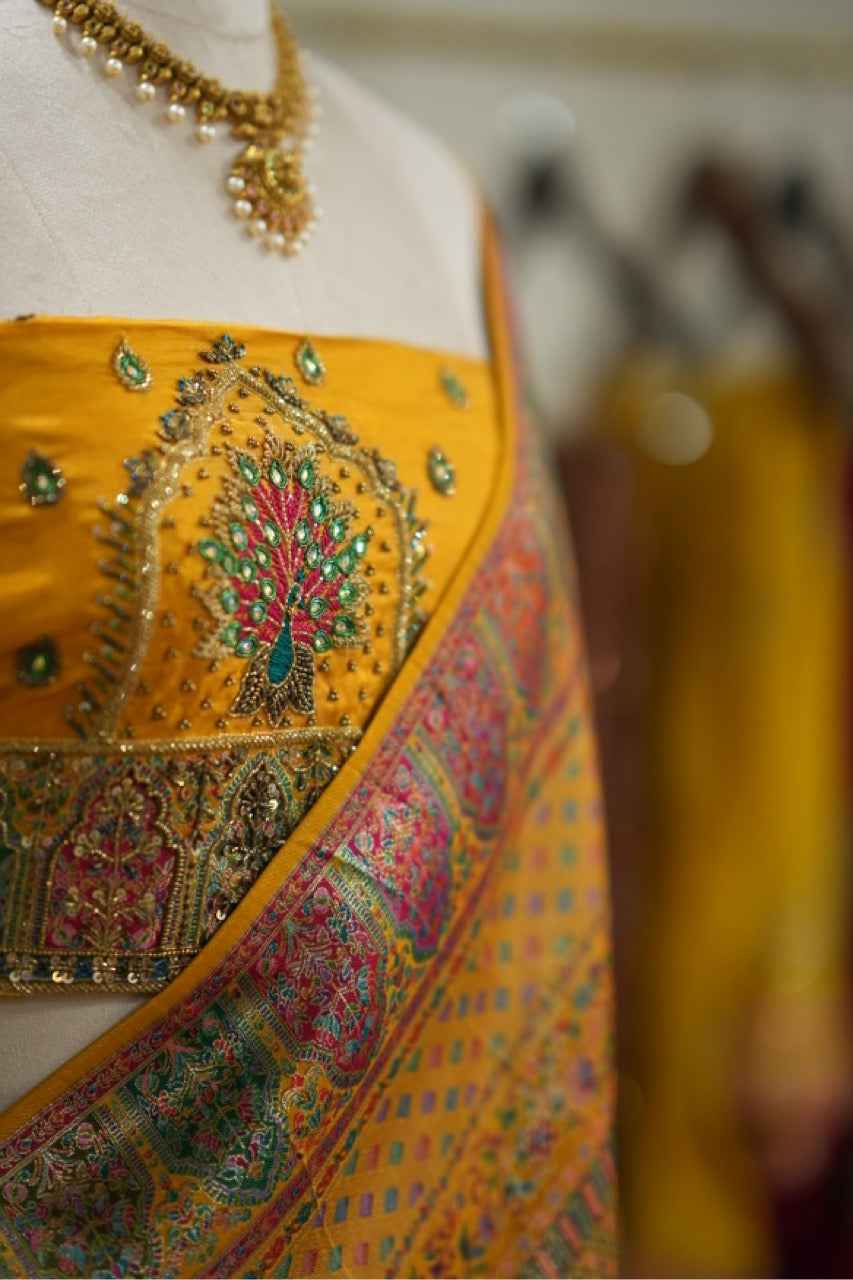 Daffodil: Pashmina Saree with Handwork on Blouse