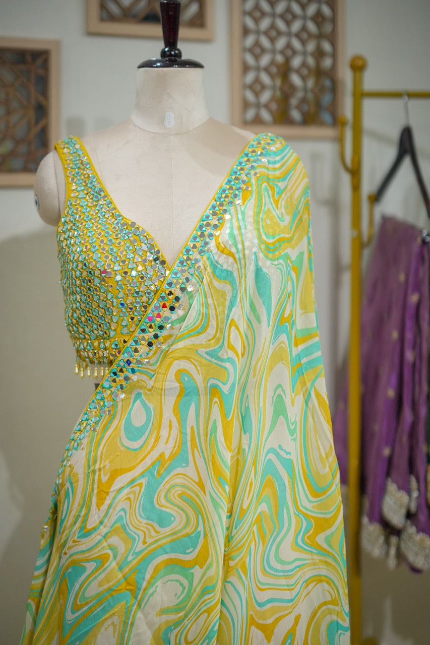 Maaya: Multicolour Organza with Handwork Blouse