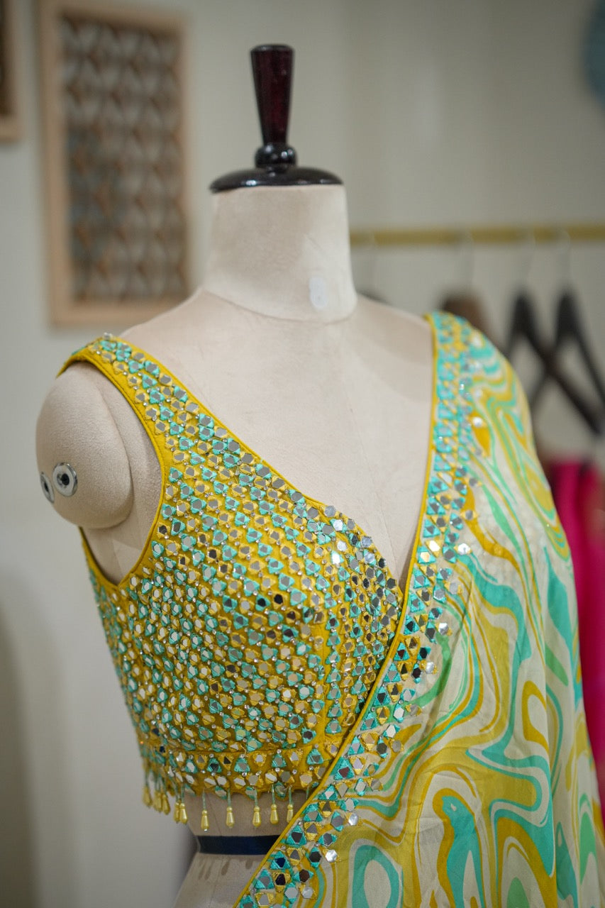 Maaya: Multicolour Organza with Handwork Blouse