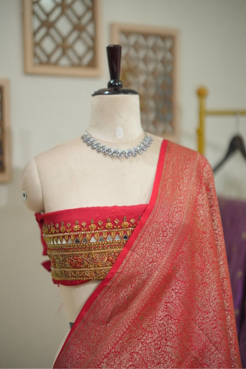 Devi: Pure Silk Banarasi Brocade Saree with Self Blouse with handwork