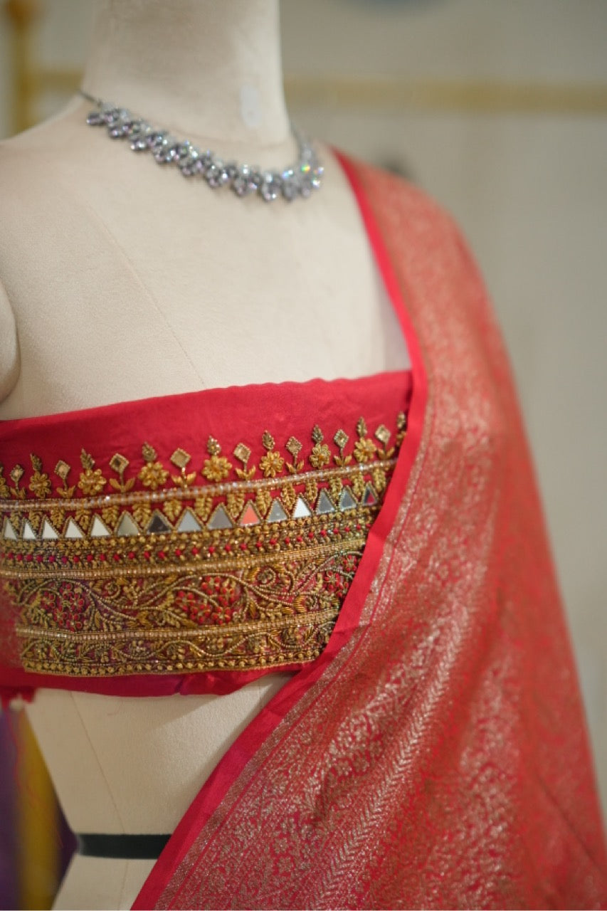 Devi: Pure Silk Banarasi Brocade Saree with Self Blouse with handwork