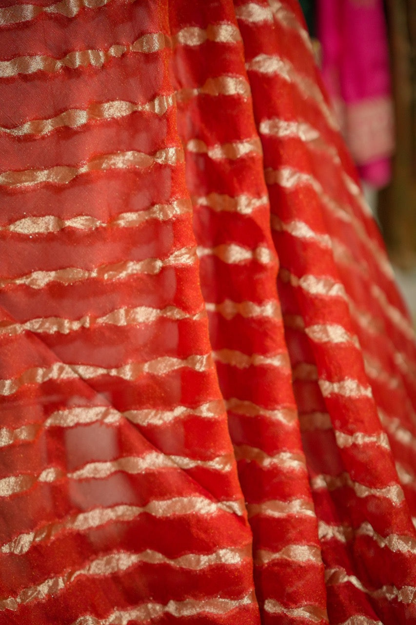 Passion: Red Jute Jacquard Saree | Red Pure Georgette Heavy Embroidered Blouse