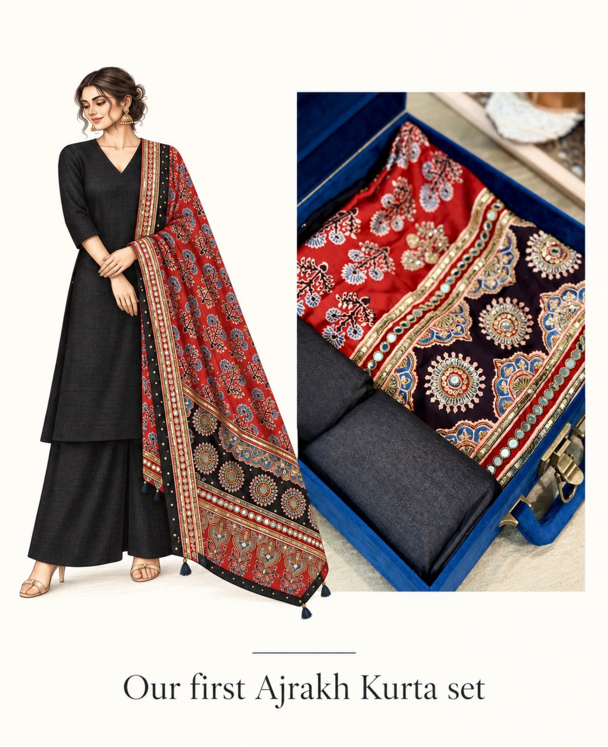 Maya : Ajrakh Kurta Set