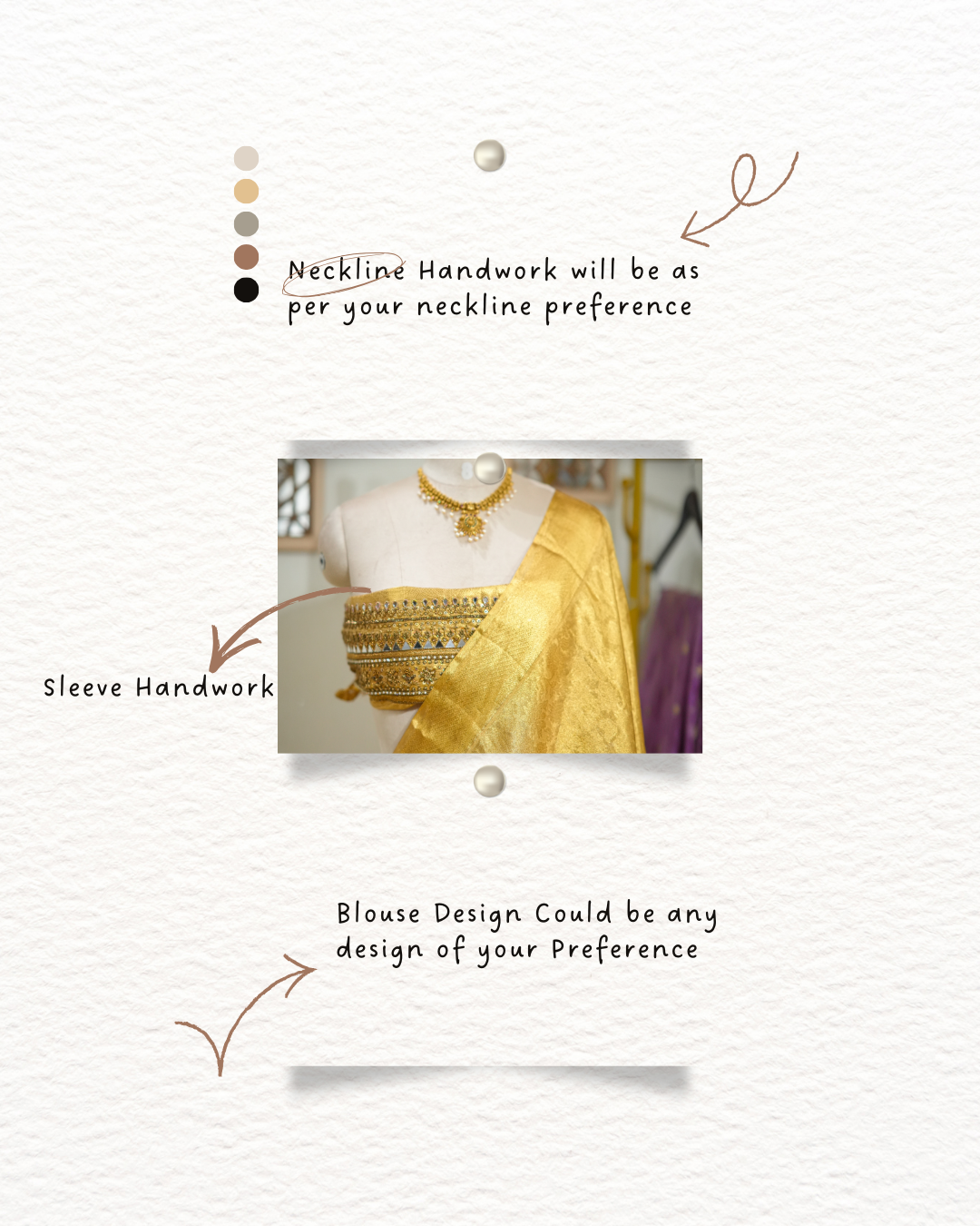Rekha: Golden Pure Silk Handwoven Tissue Kanjeevaram Saree with Handwork on Blouse