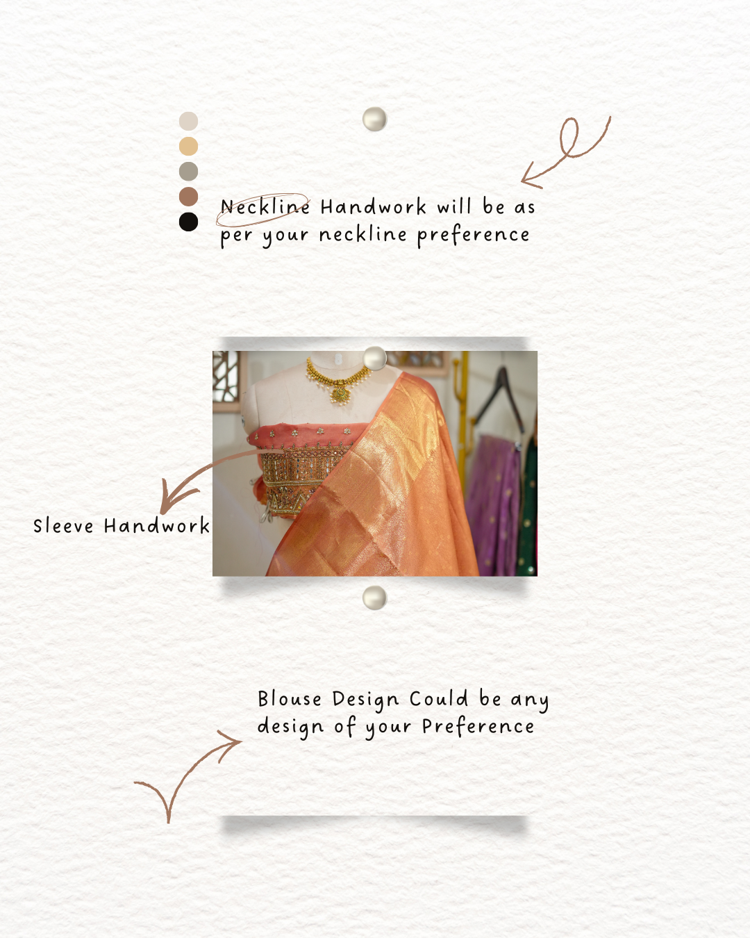Gauri: Orange Handwoven Kanjeevaram Saree with Handwork on Blouse